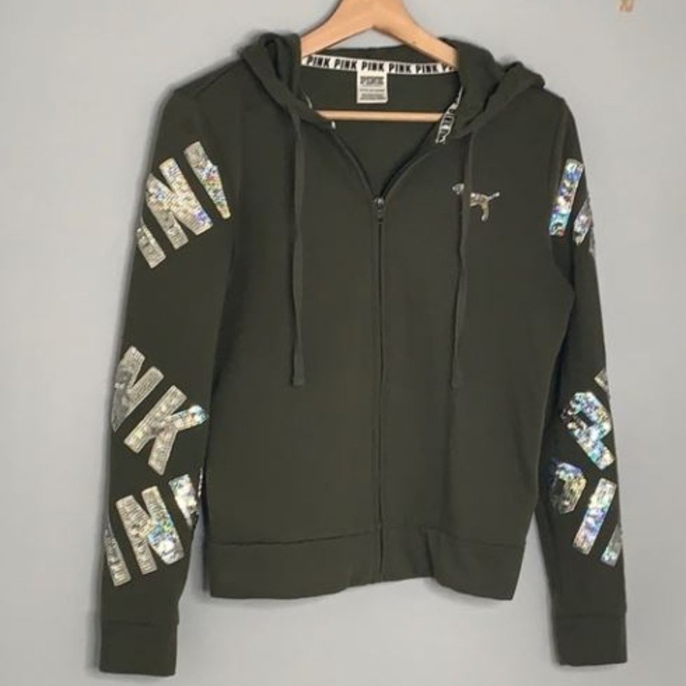 Pink Victoria’s Secret Bling Sequin Zip Up Hoodie